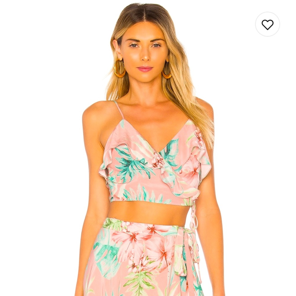 BNWT Revolve Privacy Please Abbey Size XXS cropped wrap coral palm floral top